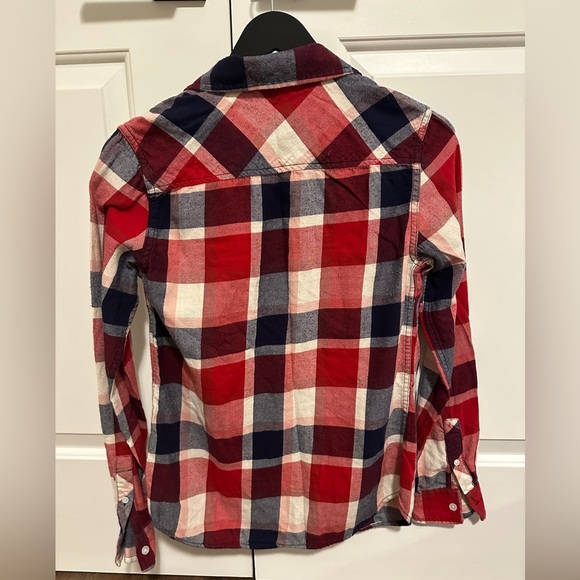 Roots Red Blue White Plaid Button Down Shirt Flannel Size Small - Picture 6 of 7